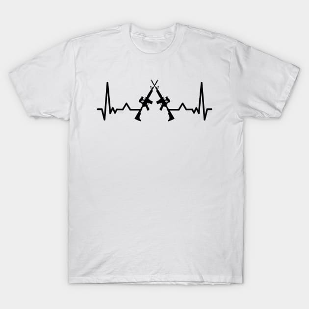 Rifle Heartbeat Funny Gift T-Shirt by qwertydesigns